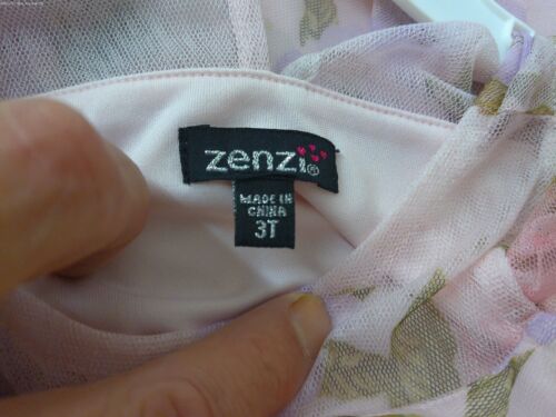 Zenzi Girls Dress 3T Pink Floral Flower Tulle 3 Layer - Picture 4 of 6