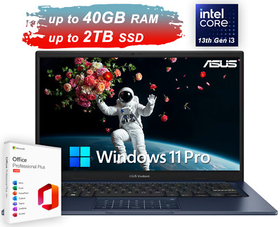 2026 ASUS Vivobook 14 Laptop MS Office 6-Core Intel i3 Upto 40GB RAM 2TB SSD Pro