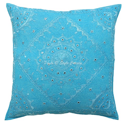 Bohemian Throw Pillow Cases 24x24 Cotton 60 x 60 Embroidered Sofa Cushion Cover - Picture 2 of 6
