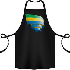 Curled Gabon Flag Gabonese Day Football Cotton Apron 100% Organic