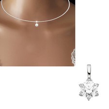 Kleiner Anhänger 333 echt Weißgold 8 Karat Zirkoniastein Kette Halsreif rund neu