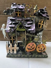 Halloween Haunted House Tea-light Candle Holder Pumpkins Spooky Black/Purple