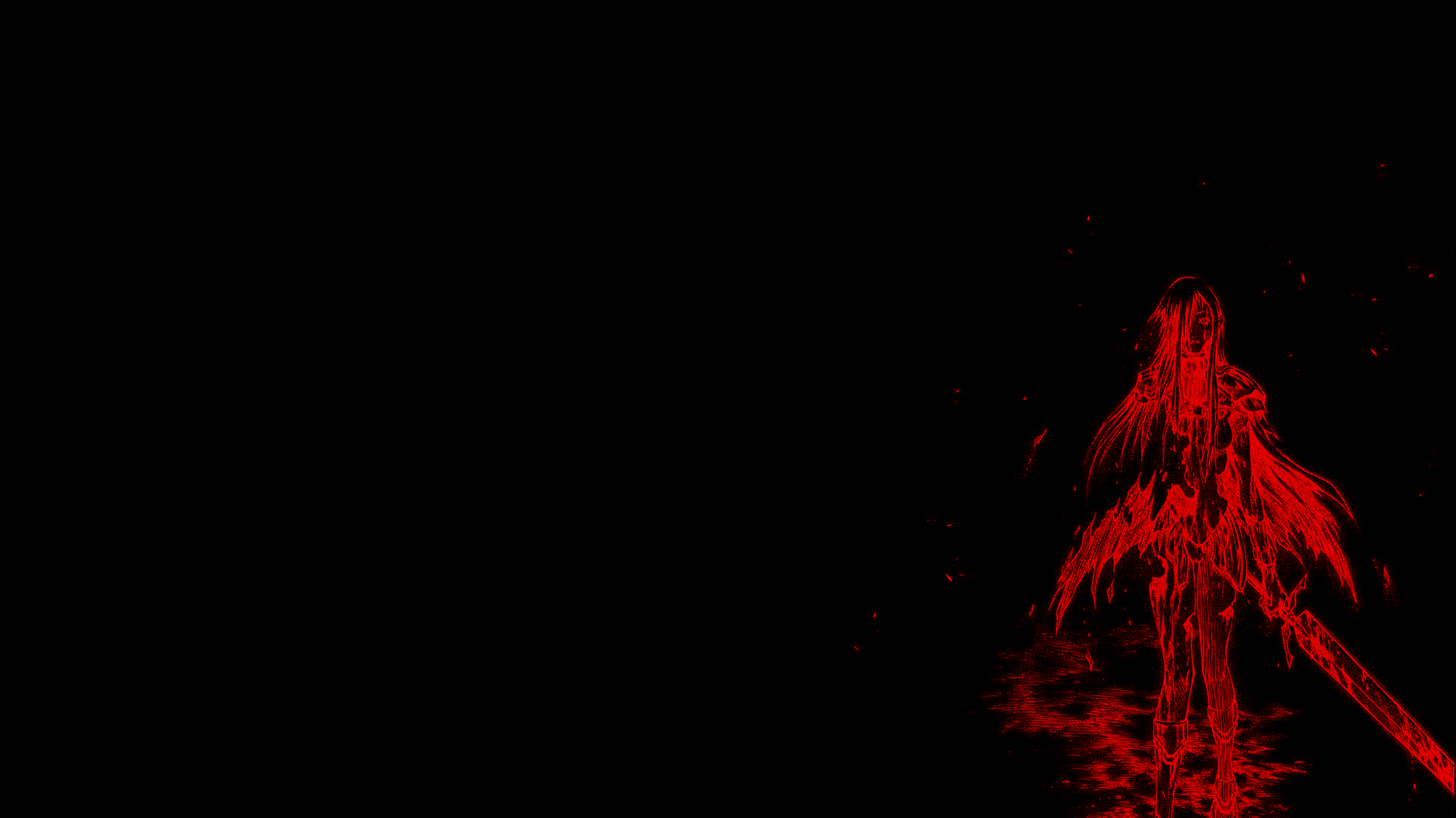 Anime Claymore Red Sword Black Gaming Mat for Desk with Anime Girls