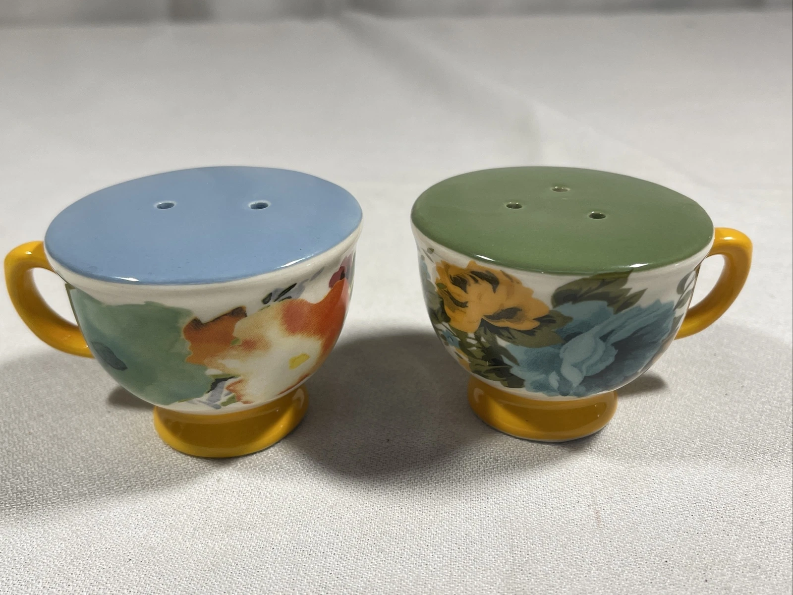 Pioneer Woman Rose Shadow Teacup Salt and Pepper Shakers Cottagecore Farmhouse