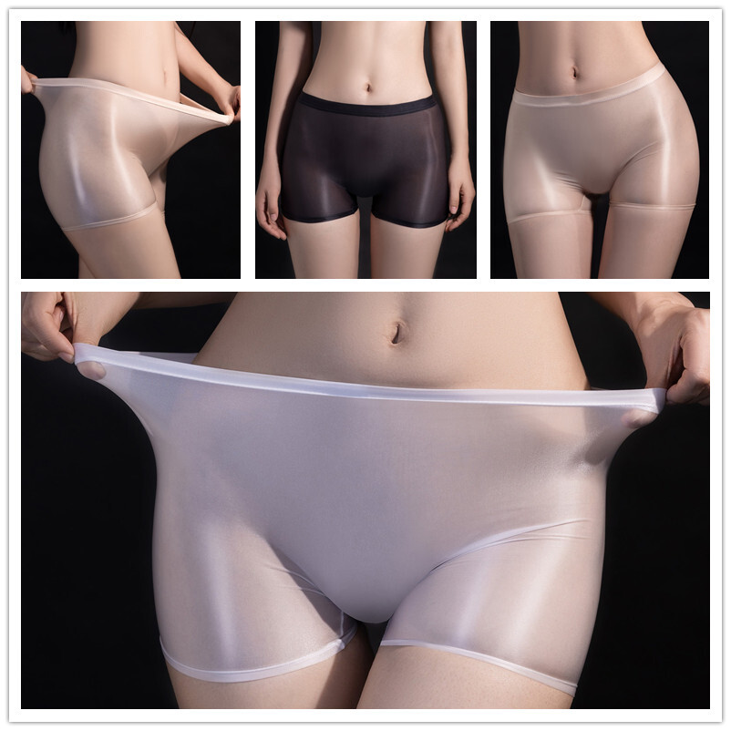 Sheer Glossy Seamless Boxer Briefs for Women Swim Lingerie