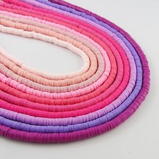 One Strand 330pcs Wafer Disc Pinks Purples Polymer Clay Beads Katsuki Bead 6mm