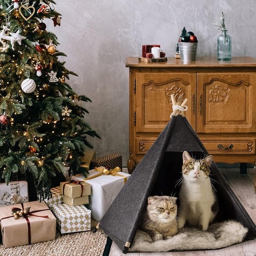 Compact Cozy Pet Teepee Tent for Indoor-Outdoor Cats & Small Dogs - 21"D x 26"H - Picture 8 of 8