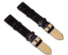 2x NEW 18mm Dark Brown Croco Watch Band Straps Silver-tone Buckle for Wristwatch
