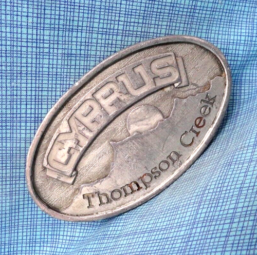 Cyprus Thompson Creek Belt Buckle ID Molybdenum Mine Vtg Western Trophy .TAZ993