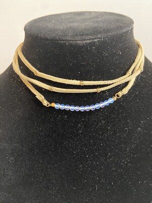 Ettika Beige Faux Suede Leather Tie Choker With