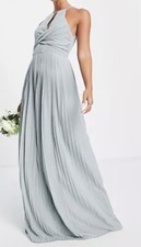 TFNC Sage Green Pleated Wrap Detail Maxi Bridesmaid Dress Size 12 BNWT PAC*