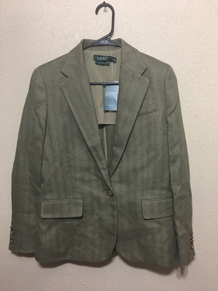 Blazer Ralph Lauren para mujer Wilona espiga tweed talla 10 P nuevo $345 Foto 2 de 4