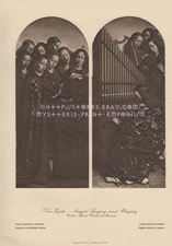 Angels Singing & Playing-Organ-Holy Choir-Music-1914 ANTIQUE VINTAGE ART PRINT
