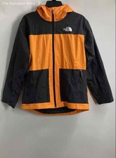 The North Face Boys Black Orange Colorblock Long Sleeve Rain Jacket Size 14/16