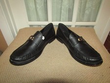 Coach Women  s 7.5 B Leather Slip-On Loafer Flats Black Round Toe CK017