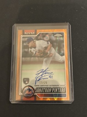 2026 Topps Chrome Jonathan Pintaro Rookie Orange Raywave Refractor Auto /25 Mets