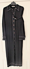 Tory Burch Women's Sz 16 t Collar Jersey Knit Black Midi Shirtdess