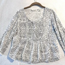 Ralph Lauren Denim & Supply M Medium Cotton Pintuck Boho Blouse Top Babydoll