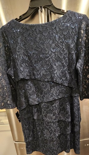RONNI NICOLE Blue Lace Sequin Cocktail Dress Size 14P - Picture 2 of 6