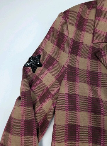Avec Les Filles Anthropologie Plaid Pin Blazer Brown/Pink Women's Large - Picture 4 of 12