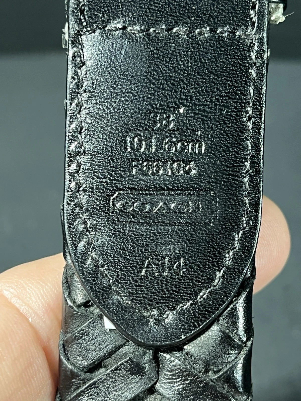 Cintura abito COACH nera INTRECCIATA taglia 38 pelle F66104 fibbia argento A14 101 6 cm