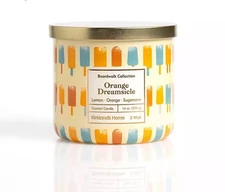 KIRKLANDS HOME Boardwalk Collection Orange Dreamsicle 3-Wick Jar Candle 14oz New
