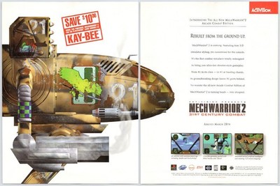 MechWarrior 2 - PS1 Sega Saturn - Vintage Original Print Ad/Poster Promo 1997