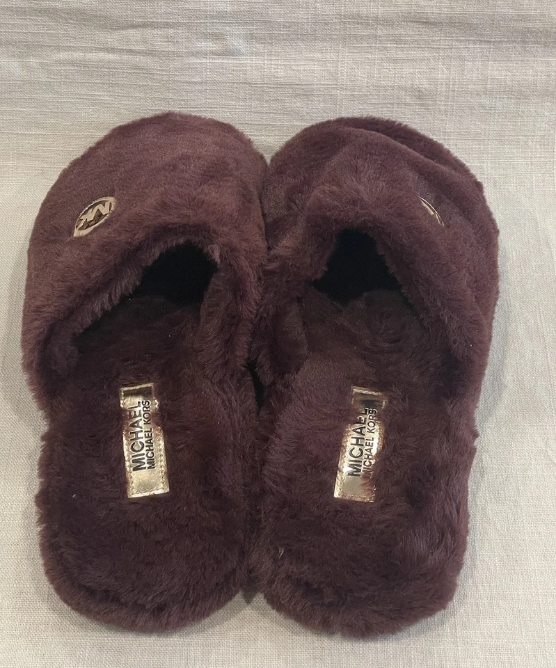 NUEVAS Zapatillas Michael Kors Piel Sintética Deslizables Rojo Brandy Oscuro Baya Talla 8 SIN CAJA Foto 2 de 4