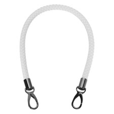 55cm 21.7" Braided Purse Strap PU Leather White Black Buckle 