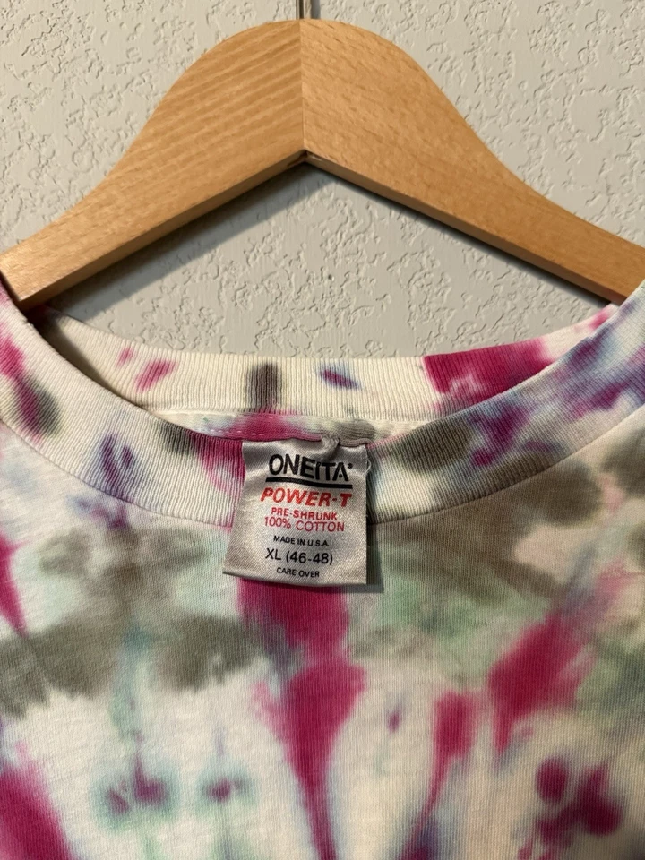 Camisa Tie Dye De Colección Para Hombres XL Multicolor Espiral Manga Larga Algodón EE. UU. Camiseta Años 90 Foto 3 de 4