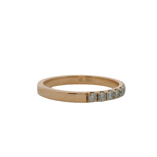 Solid 18kt Yellow Gold Half-Eternity 0.39ctw Diamond Stackable Band Ring Size 6 - Picture 3 of 6