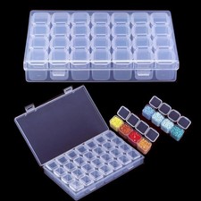4 Pack 28 Grids Plastic Organizer Box Clear Storage Container Jewels, Beads, ETC
