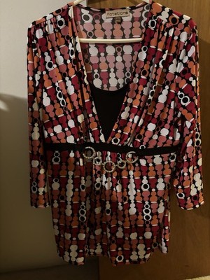 Notations Multi Colored Blouse Silver Chain Embellishment Size Large