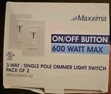 2-Pack Maxxima LED Dimmer Electrical Light Switch 3-way Single Pole 600W White