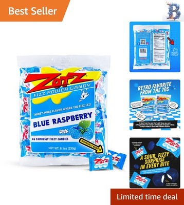 Old Fashioned Fizzy Candy - Nostalgic Blue Raspberry, 46 Individually Wrapped