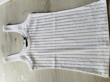 Canotta donna Lumina bianca Elasticizzata Con Borchiette Argento Davanti TU S/M
