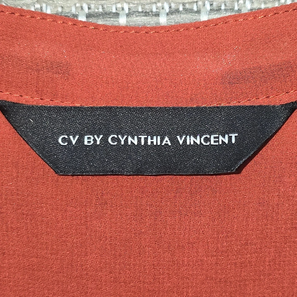 Blusa Top Cynthia Vincent Mujer Mediana Transparente Plisada Manga Larga Cinturón  Foto 3 de 4