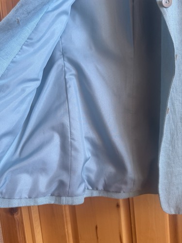 New With Tag Talbots Robbin Egg Blue Irish Linen Lined Blazer Size 4P - Picture 2 of 9