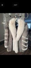 Indigo fox fur coat vintage. Gray White- Mint Condition
