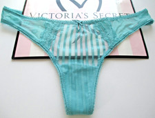 VICTORIA'S SECRET Thong Panty VS Heritage Dusty Turquoise Blue S M L XL Lace Dot