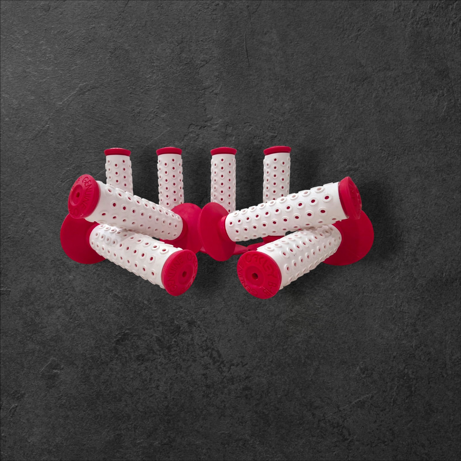OAKLEY B1B BMX Grips 2010 Reissue White Red New NOS 4 Pairs 8 Grips