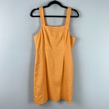 J. Crew Squareneck A-line dress Size 8 in stretch linen blend Orange Dress BI707