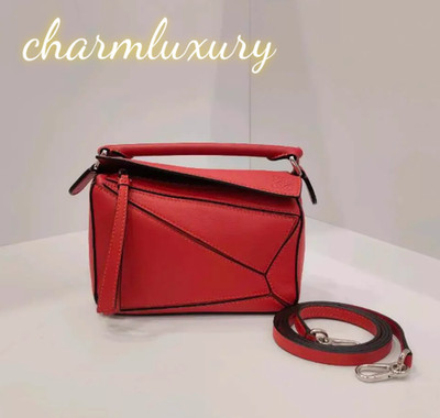 Loewe Puzzle Red Leather Top Handle Crossbody Bag mini WYSIWYG