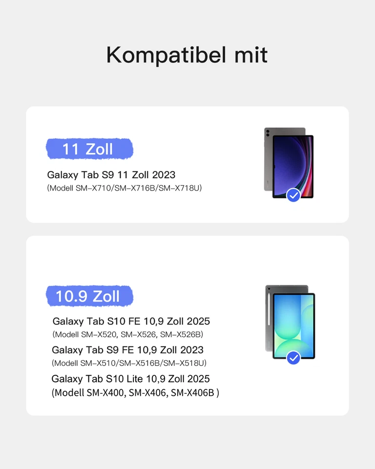 Inateck Hülle mit Tastatur Samsung Galaxy Tab S10 FE Lite/S9 QWERTZ mit Touchpad - Bild 2 von 4