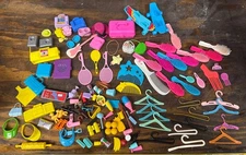 Vintage Barbie Doll Accessories Lot 80's 90's 2000's Bags Food Hangers Brushes