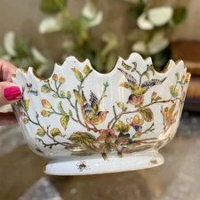 Chinoiserie Hua Ping Tang Zhi Hand Painted Bowl Vintage Signed Numbered