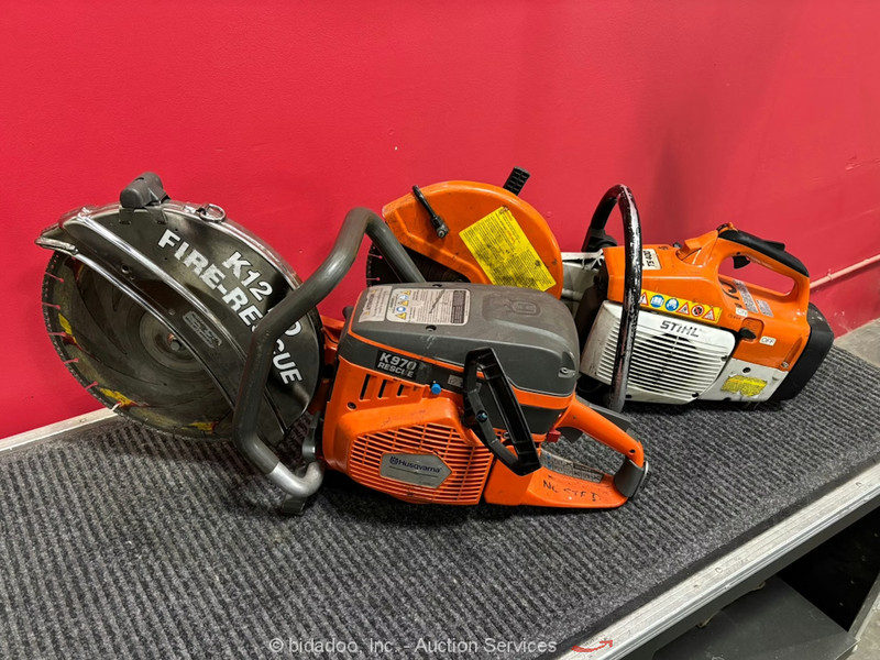Lot of (2) Cut Off Saws Stihl Husqvarna Concrete Metal Saw Gas 2-Stroke bidadoo