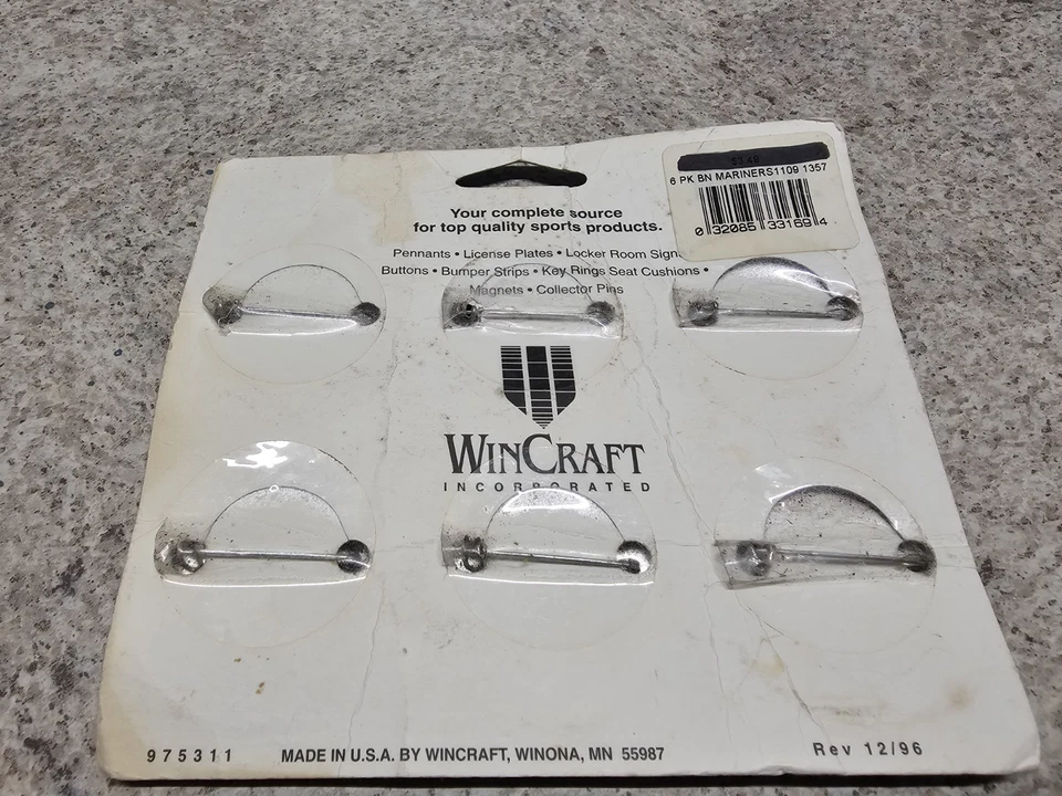 Seattle Mariners MLB Vintage 1996 2" Buttons Pack Of 6 New - Image 3 of 4