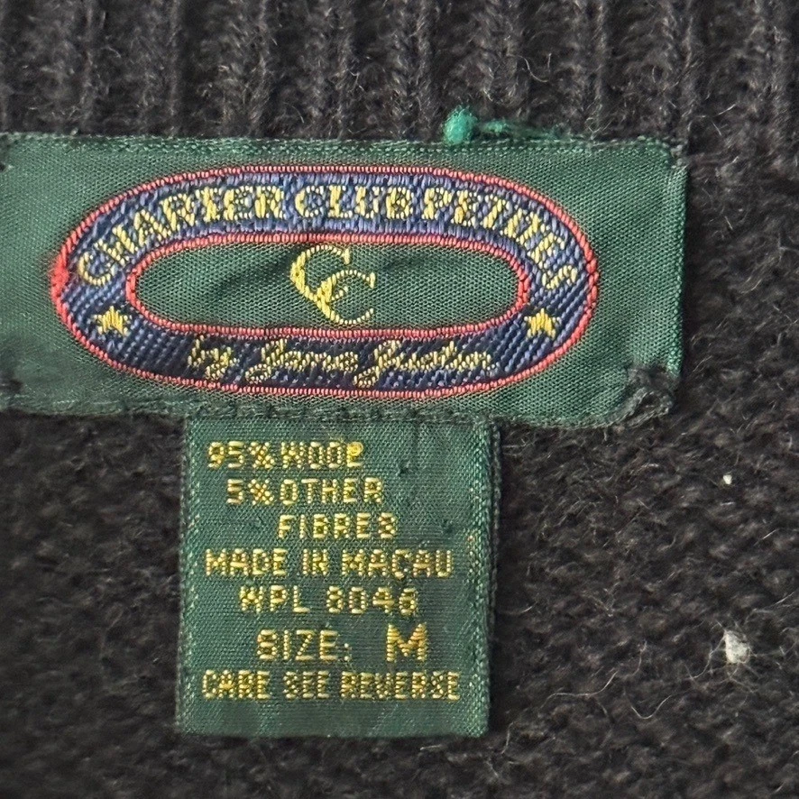 Suéter tejido Charter Club para mujer vintage de lana Fair Isle Scottie perro, negro rojo, M Foto 2 de 4