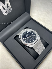 Luxus Herren Armbanduhr Silber polierter Edel...